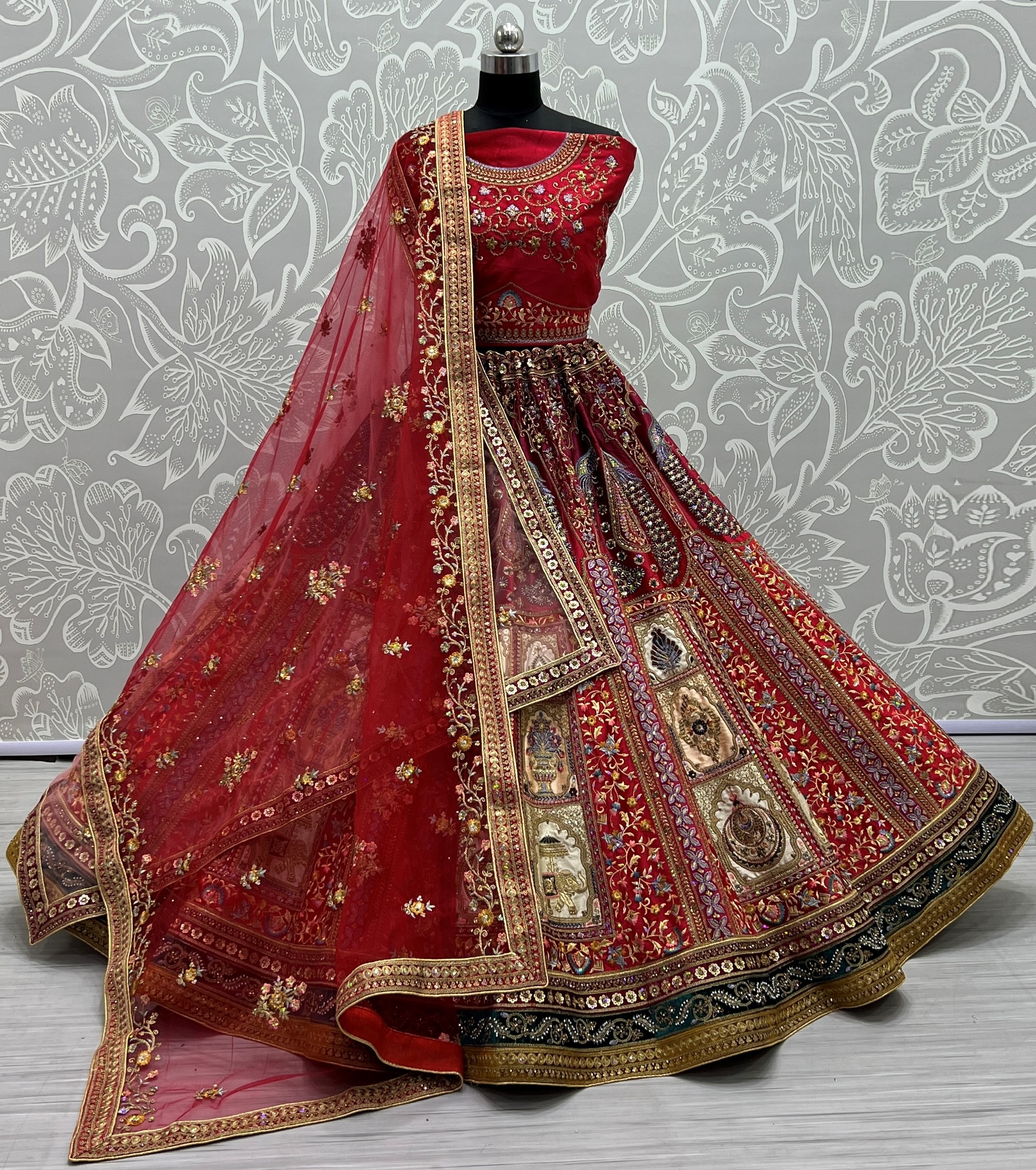 Exclusive Bridal Zari Embroidered Lehenga Choli In Maroon